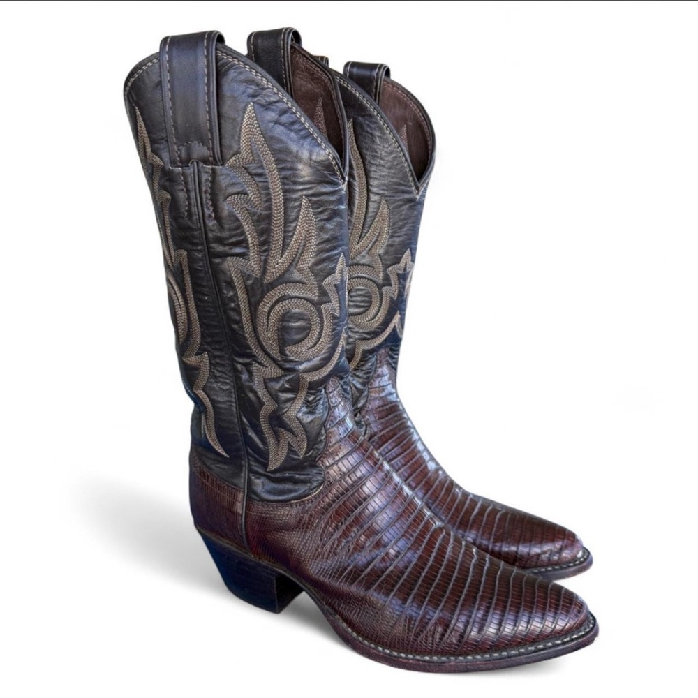 Justin Boots Dark Brown and Black Western Boots